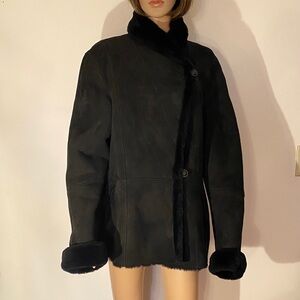 Black genuine shearing coat, size M, by Philippe Adec